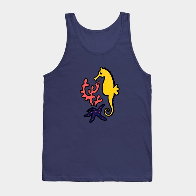 Seahorse and coral illustration Tank Top by covostudio